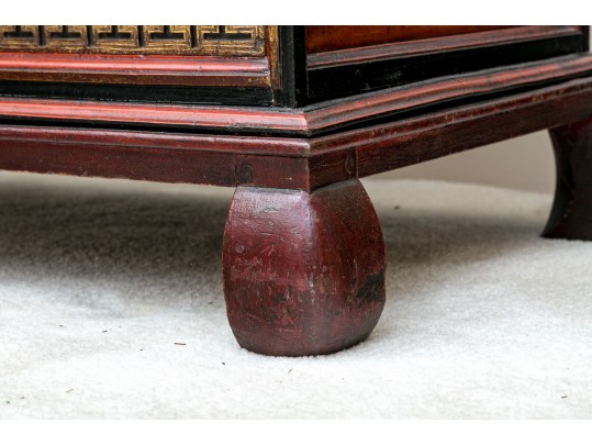 Asian Carved And Lacquered Wood Chest, Possibly Korean