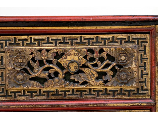 Asian Carved And Lacquered Wood Chest, Possibly Korean