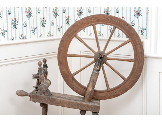 Antique Carved Wood Spinning Wheel, Restoration Project
