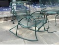 Nine Piece Vintage Green Paint Finished Iron Patio Set
