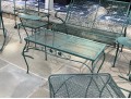Nine Piece Vintage Green Paint Finished Iron Patio Set