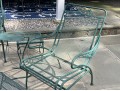 Nine Piece Vintage Green Paint Finished Iron Patio Set