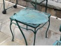 Nine Piece Vintage Green Paint Finished Iron Patio Set