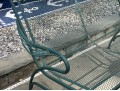 Nine Piece Vintage Green Paint Finished Iron Patio Set