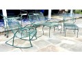 Nine Piece Vintage Green Paint Finished Iron Patio Set
