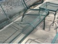 Nine Piece Vintage Green Paint Finished Iron Patio Set