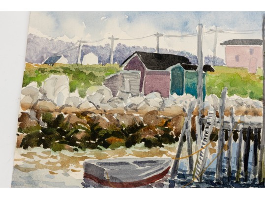 William L. Drake (1929-2019) Watercolor On Paper Boat Yard Scene