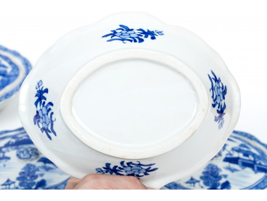 Collection Of Seven Chinese Blue And White Porcelain Lidded Serving Bowls