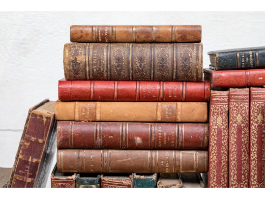 Large Collection Of Antique And Vintage Leatherbound And Other Books