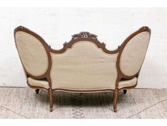 Vintage French Style Tufted Back Wood Frame Sofa