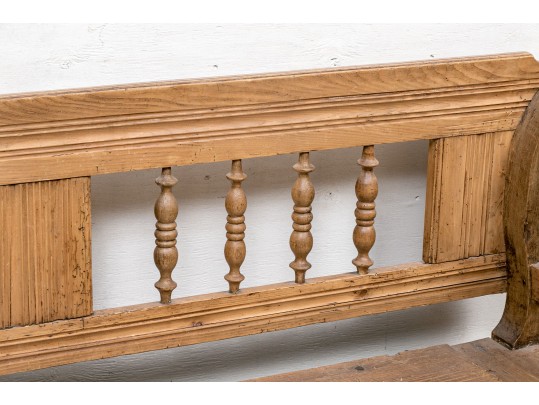 Country Pine Carved Bench With Storage