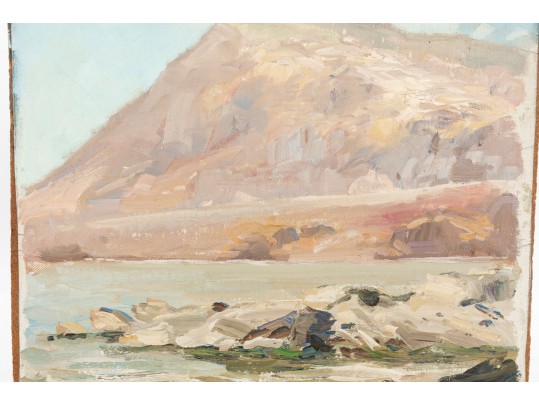 William A. Drake (1891-1979), Oil On Mason Board - Mountain Scene - Unframed
