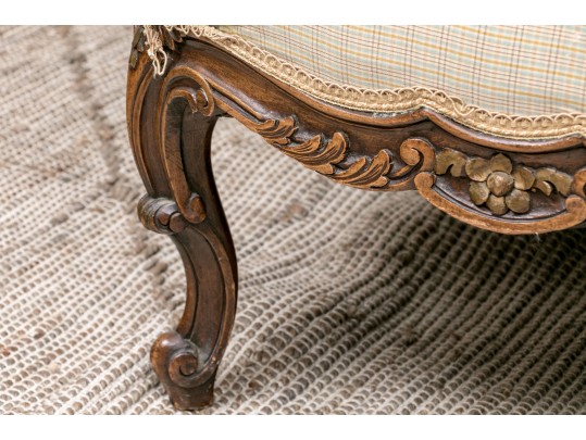 Vintage French Style Tufted Back Wood Frame Sofa