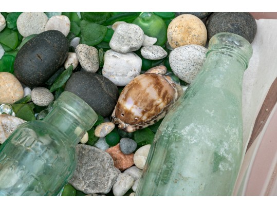 Decorative Sea Glass, Pebbles And Bottles 