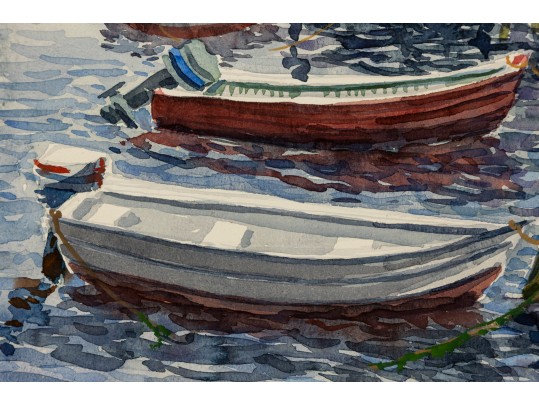 William L. Drake (1929-2019) Watercolor On Paper Boat Yard Scene
