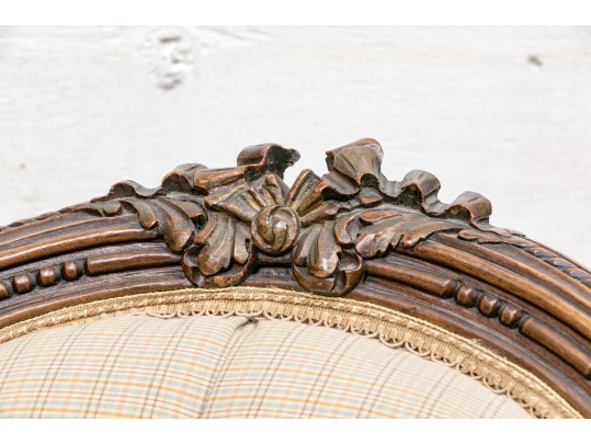 Vintage French Style Tufted Back Wood Frame Sofa