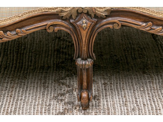 Vintage French Style Tufted Back Wood Frame Sofa