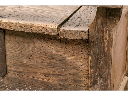 Country Pine Carved Bench With Storage
