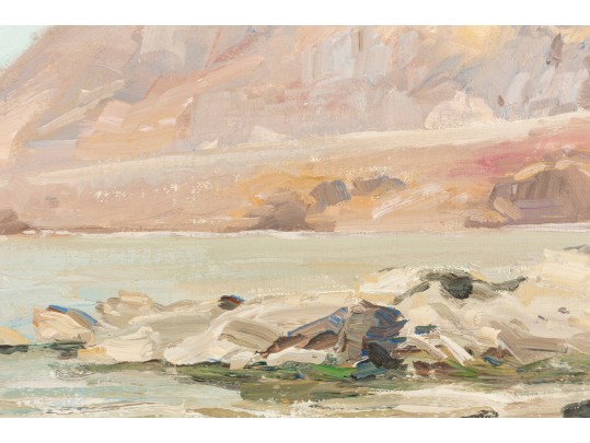 William A. Drake (1891-1979), Oil On Mason Board - Mountain Scene - Unframed