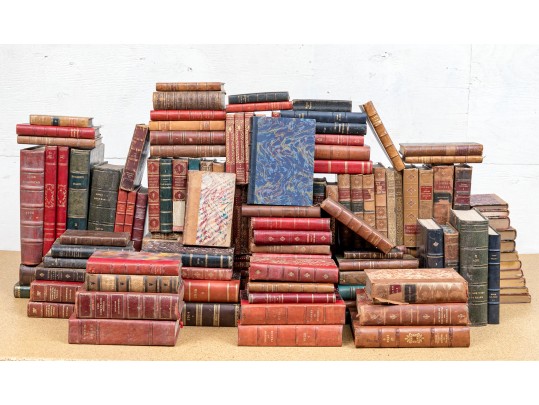 Large Collection Of Antique And Vintage Leatherbound And Other Books