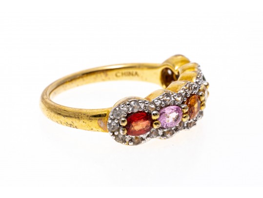 Colorful Sterling And Synthetic Sapphire Ring, Size 7.25