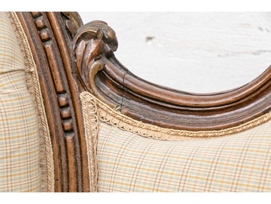Vintage French Style Tufted Back Wood Frame Sofa