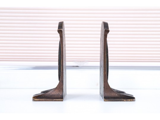 Pair Of Vintage Solid Bronze University Of Michigan Bookends