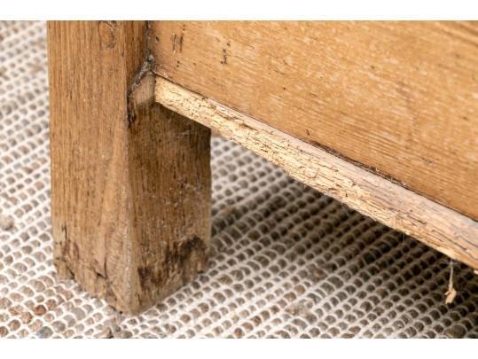 Country Pine Carved Bench With Storage