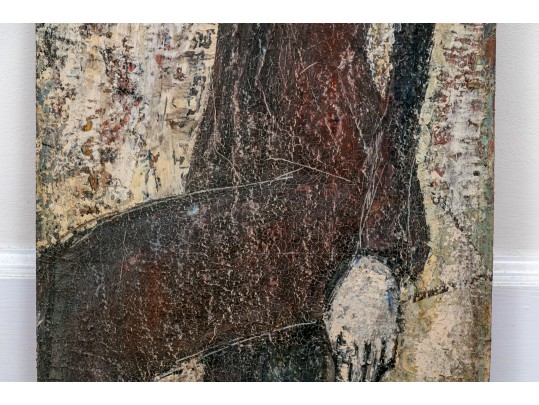 Intriguing Expressionistic Mixed Media On Panel Painting, Woman In Profile