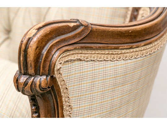 Vintage French Style Tufted Back Wood Frame Sofa