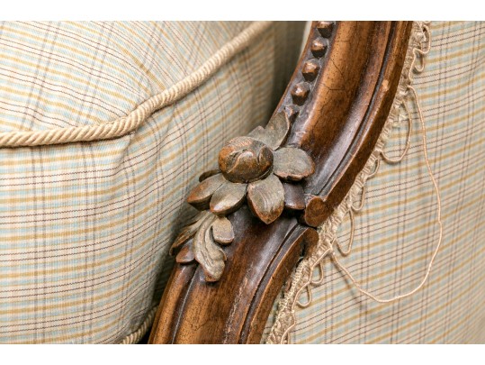 Vintage French Style Tufted Back Wood Frame Sofa