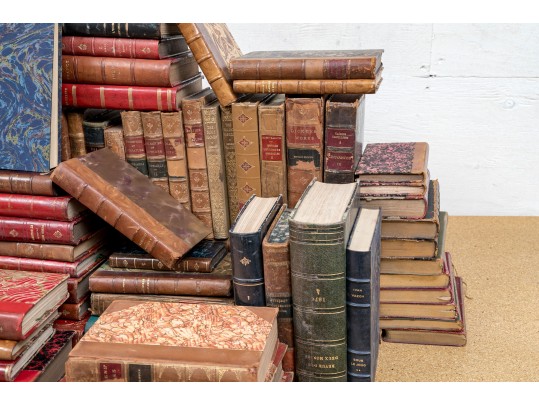 Large Collection Of Antique And Vintage Leatherbound And Other Books