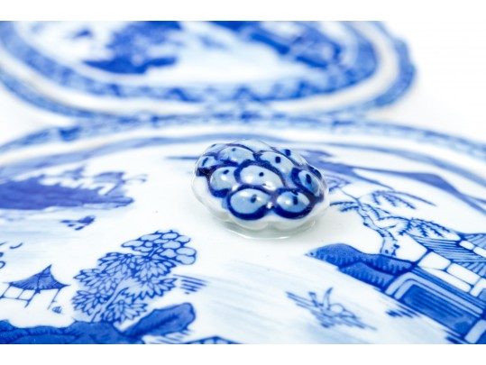 Collection Of Seven Chinese Blue And White Porcelain Lidded Serving Bowls