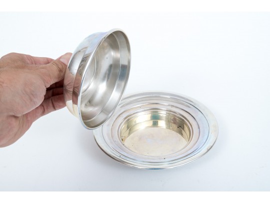 Sterling Silver Handsome Vintage Butter Dome And Plate
