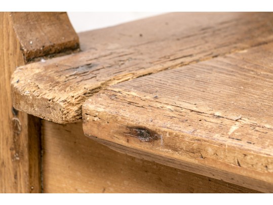 Country Pine Carved Bench With Storage