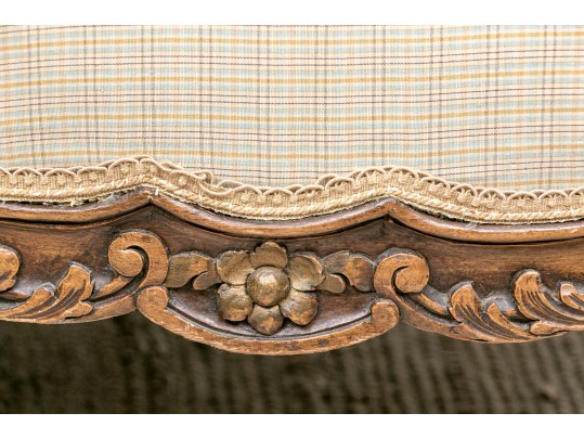 Vintage French Style Tufted Back Wood Frame Sofa