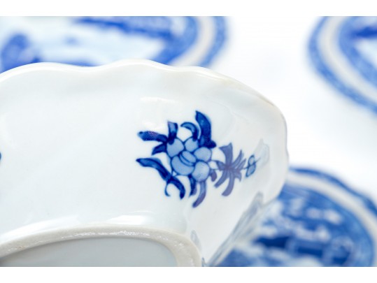 Collection Of Seven Chinese Blue And White Porcelain Lidded Serving Bowls