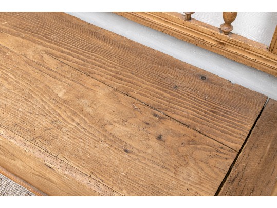 Country Pine Carved Bench With Storage