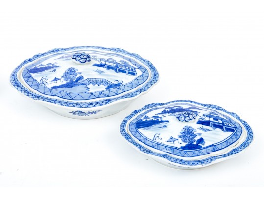Collection Of Seven Chinese Blue And White Porcelain Lidded Serving Bowls