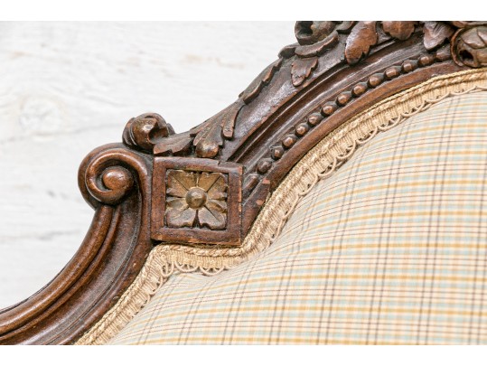 Vintage French Style Tufted Back Wood Frame Sofa
