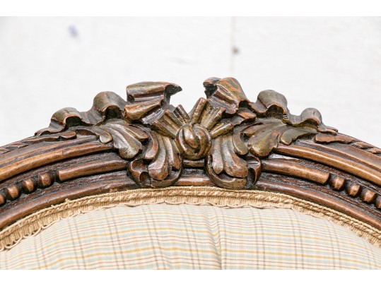 Vintage French Style Tufted Back Wood Frame Sofa
