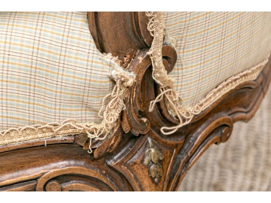 Vintage French Style Tufted Back Wood Frame Sofa