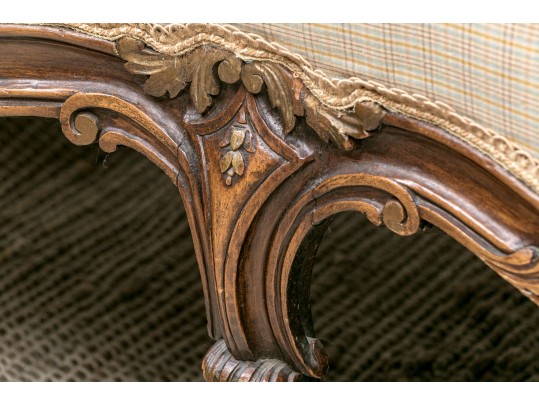 Vintage French Style Tufted Back Wood Frame Sofa