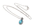 Sterling Silver Lovely Light And Medium Blue Topaz Pave Cluster Pendant With Chain