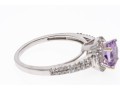 14k White Gold Pretty Pale Amethyst And Diamond Halo Ring, Size 6.5