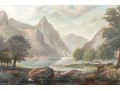 Antique Oil On Canvas Painting, Mountainous Valley Landscape