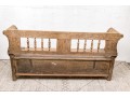 Country Pine Carved Bench With Storage