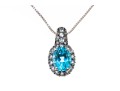 Sterling Silver Lovely Light And Medium Blue Topaz Pave Cluster Pendant With Chain