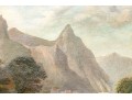 Antique Oil On Canvas Painting, Mountainous Valley Landscape