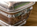 English Silver Plated Lot With Pair Of Chafing Dishes On Stand Along With A Lidded Tureen